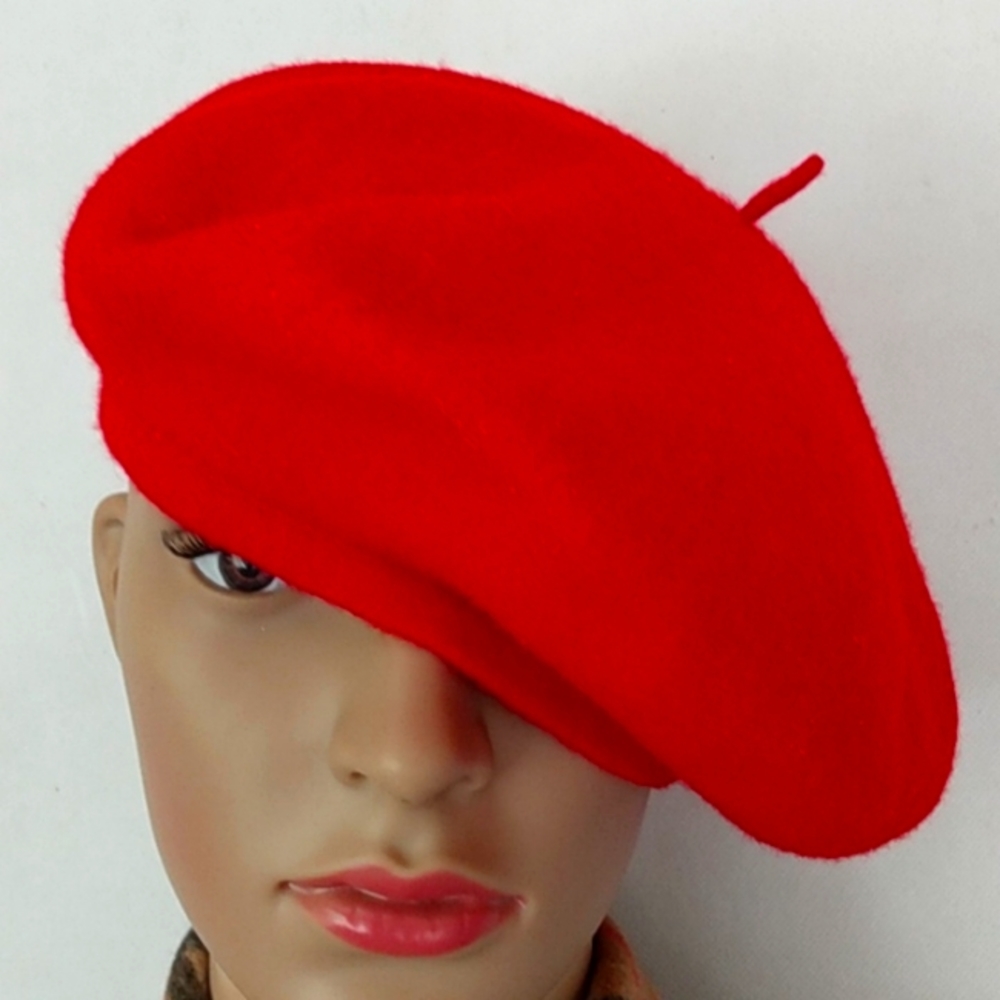 Red Wool Beret Cap 100% Virgin Wool by BETMAR Size Osfm